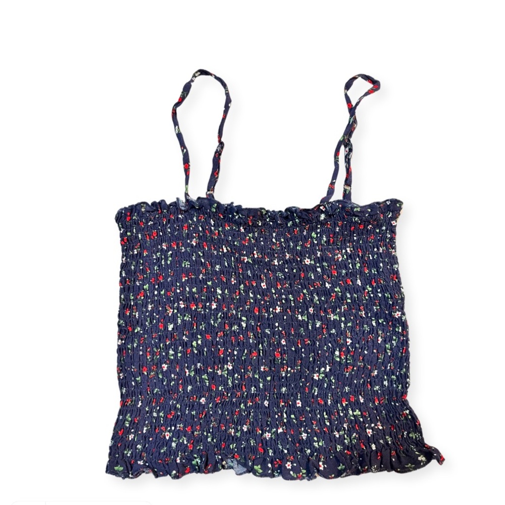 Scrunched Blue Floral Crop Top